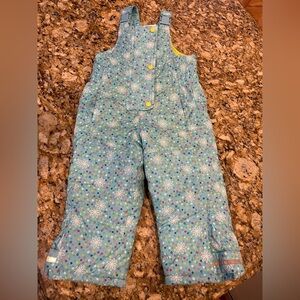 Hanna Andersson Hanna Outdoor Blue Floral Overalls Snow Bib Snowsuit 90 3T